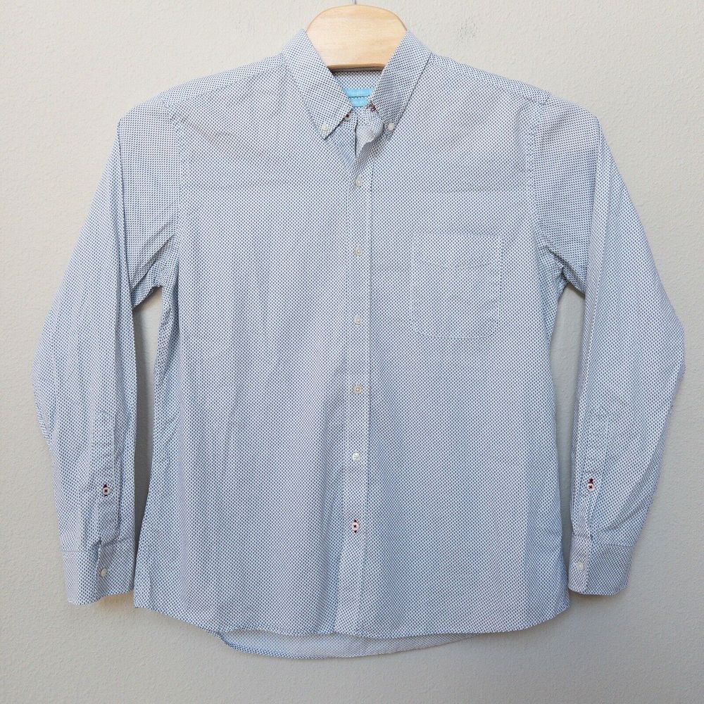 J McLaughlin Shirt‎ Men's XL Modern Fit Casual Button Down Fish Pattern Pocket